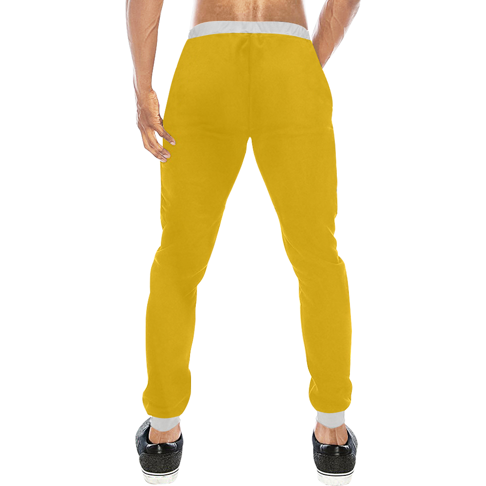 DMP Music Joggers White/Yellow Men's All Over Print Sweatpants (Model L11)