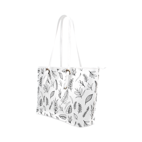 DANCING LEAVES Leather Tote Bag/Small (Model 1651)