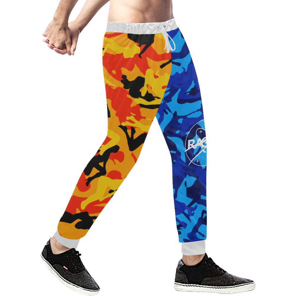 space virginz camo orange/ blue joggers Men's All Over Print Sweatpants (Model L11)