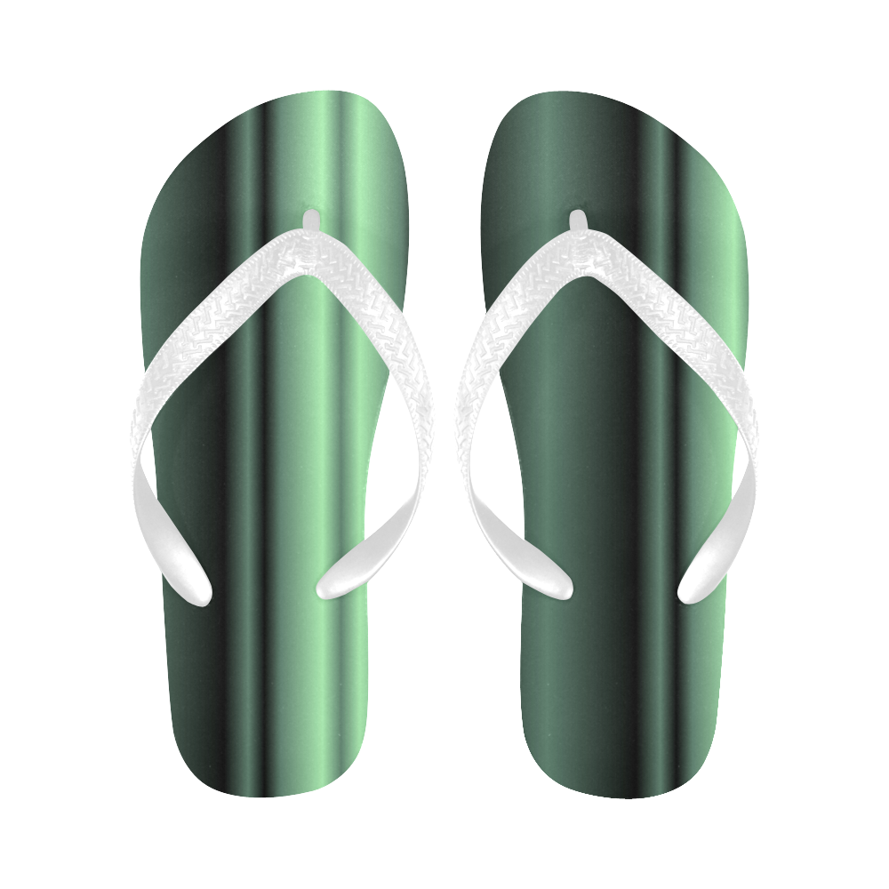 Green Vertical  Stripes Flip Flops for Men/Women (Model 040)
