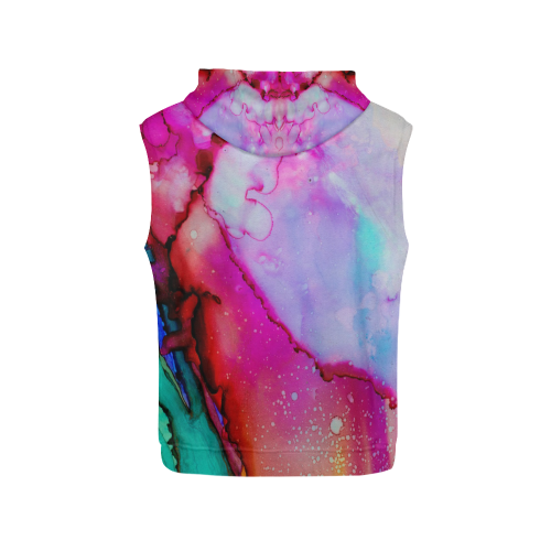 Red purple green ink All Over Print Sleeveless Hoodie for Men (Model H15)