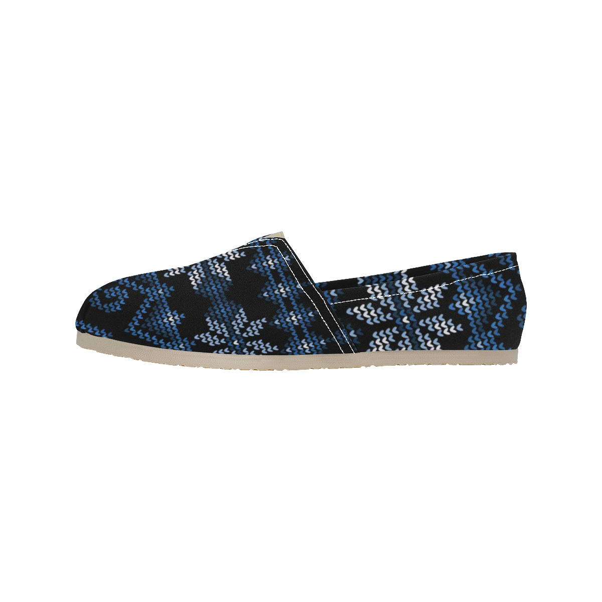 Ugly Christmas Sweater Faux Knit blue, Christmas Women's Classic Canvas Slip-On (Model 1206)