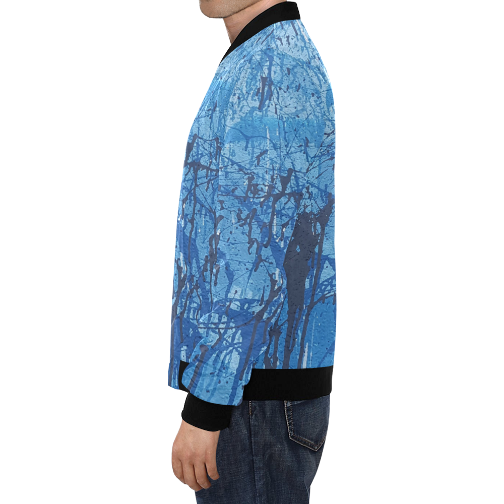 Blue splatters All Over Print Bomber Jacket for Men (Model H19)