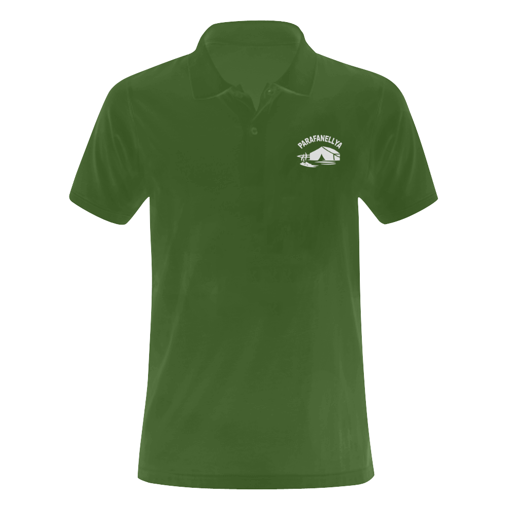 Parafanellya Men's Dark Green Camp Polo Men's Polo Shirt (Model T24)