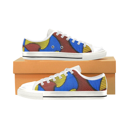 Blue orange circle afp Amerie' Bowde' Low Top Canvas Shoes for Kid (Model 018)