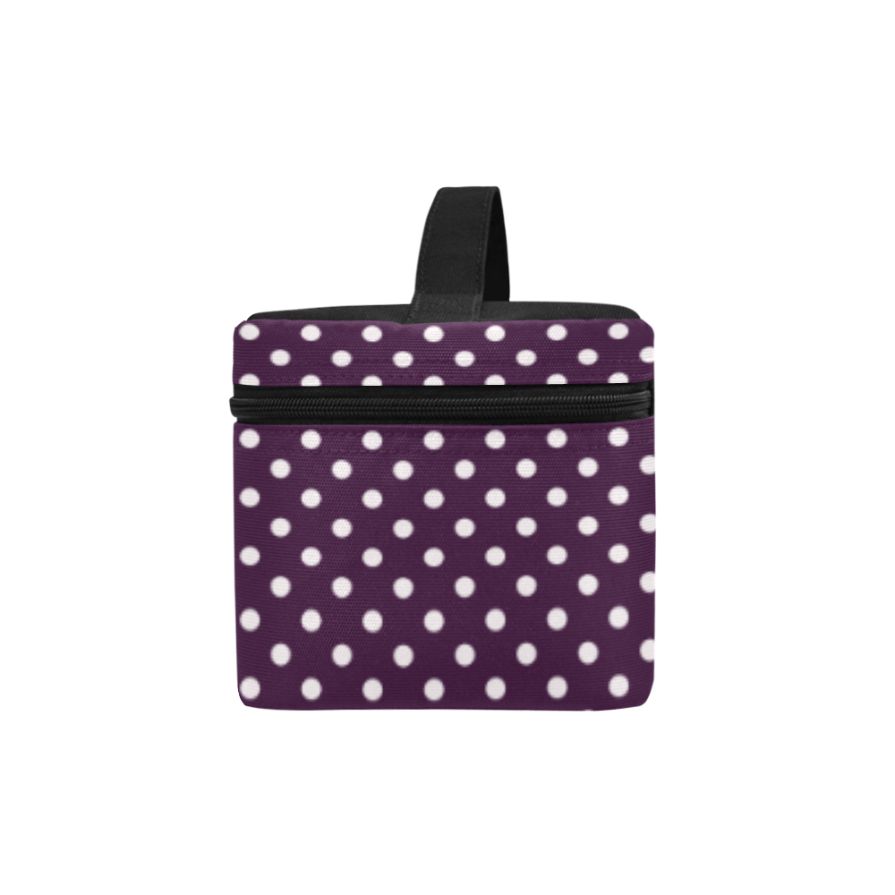 Burgundy polka dots Cosmetic Bag/Large (Model 1658)
