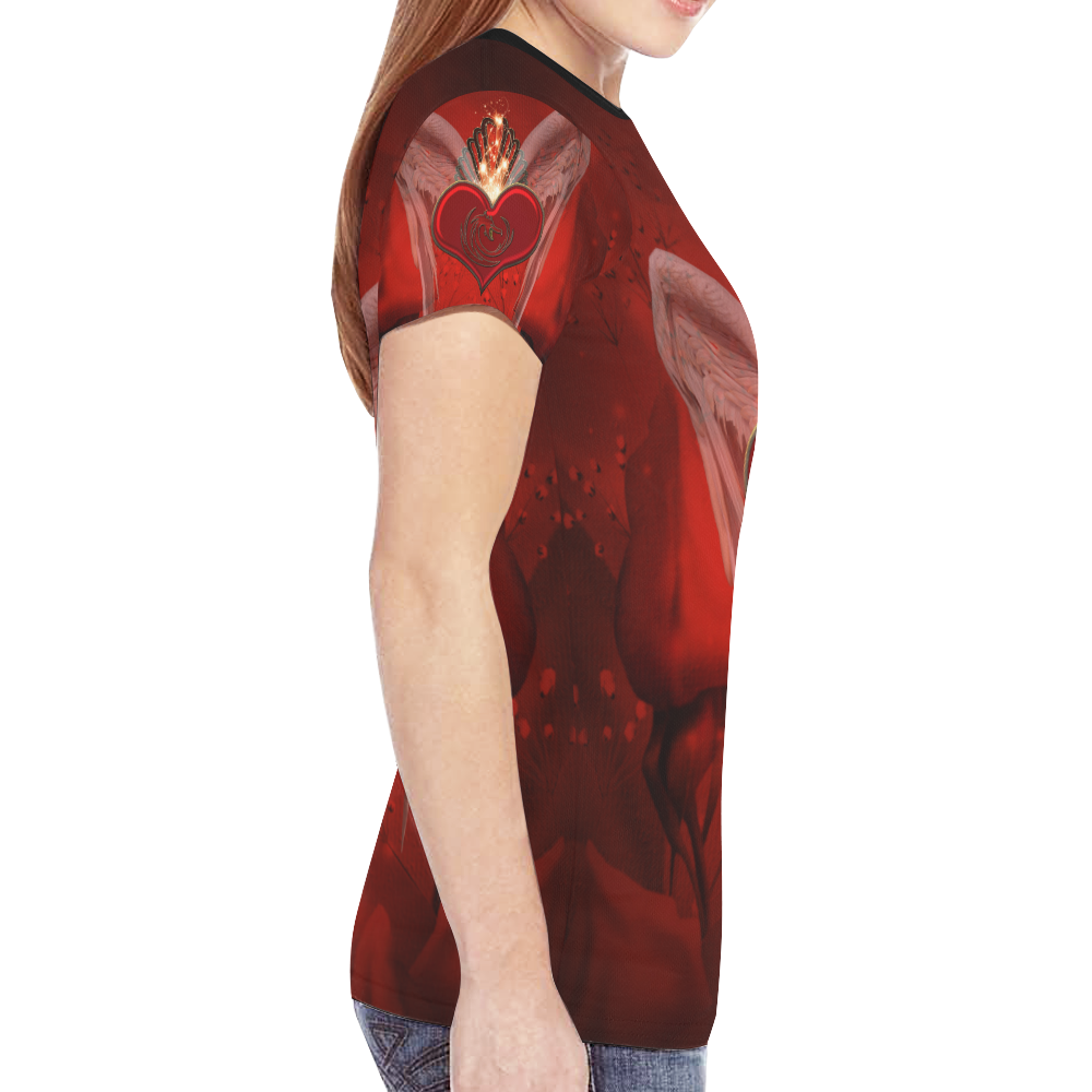 Heart with wings New All Over Print T-shirt for Women (Model T45)