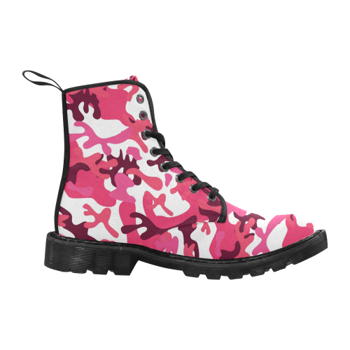 Pink camo Martin Boots for Men (Black) (Model 1203H)