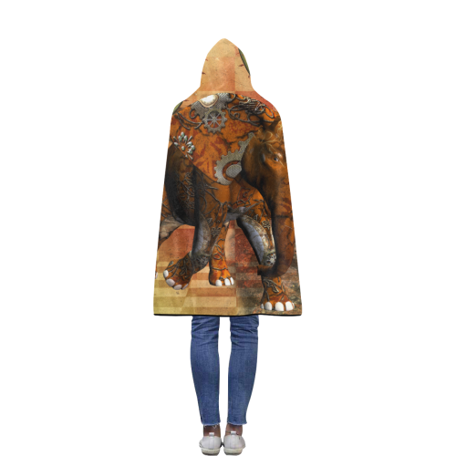 Steampunk, awesome steampunk elephant Flannel Hooded Blanket 40''x50''