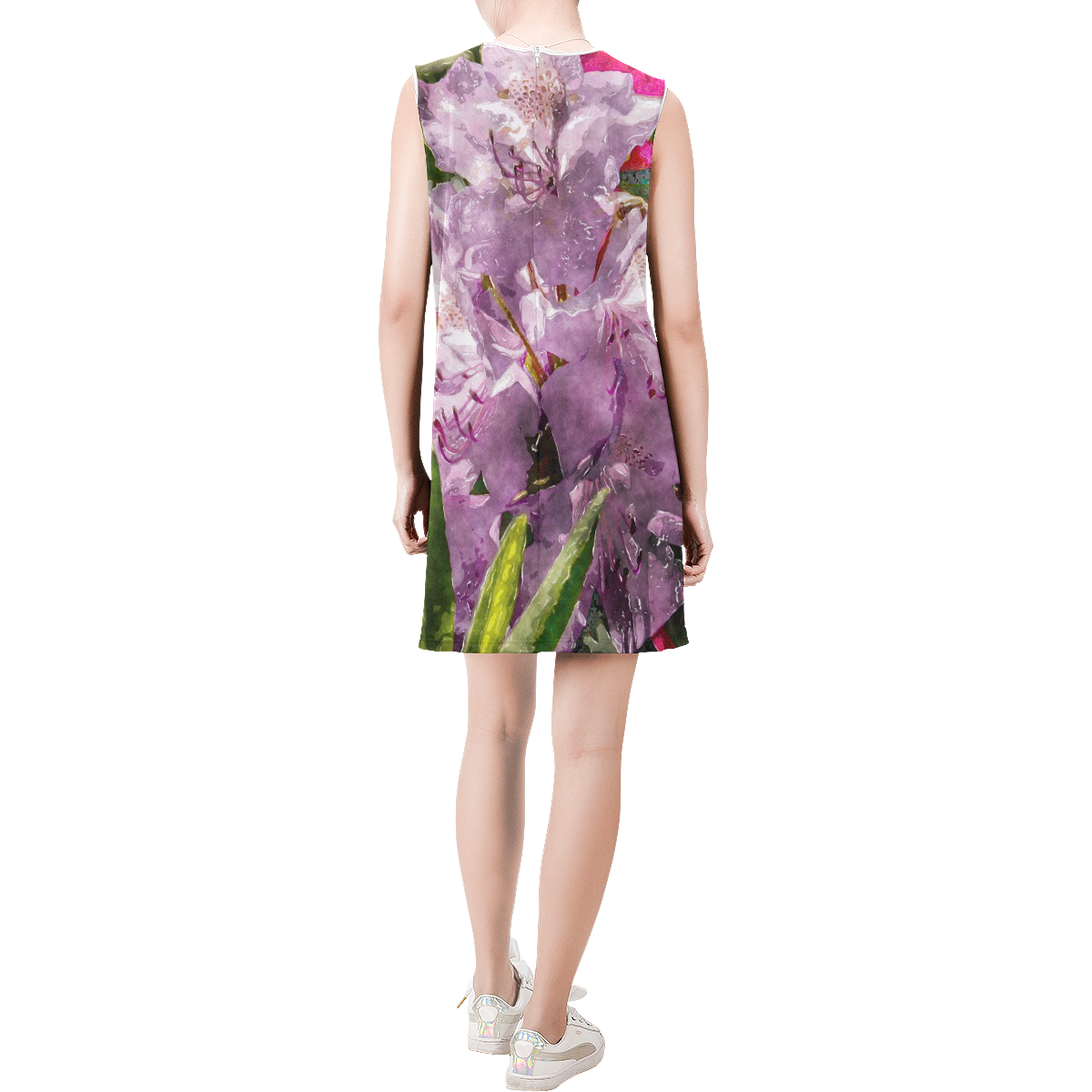 amazing garden pic - 9173 by JamColors Sleeveless Round Neck Shift Dress (Model D51)