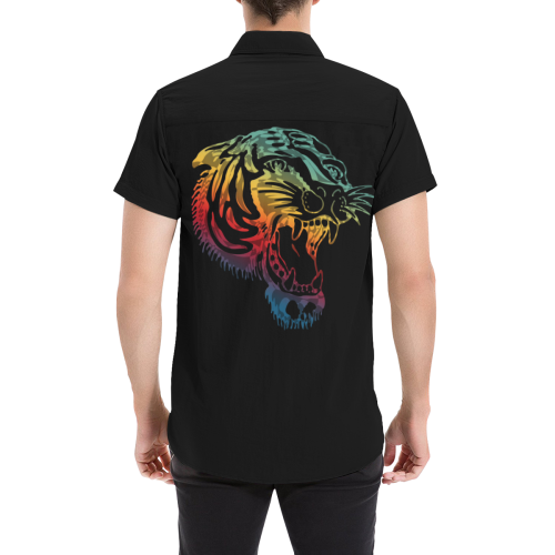 Roaring Tiger Tattoo colored Men's All Over Print Short Sleeve Shirt (Model T53)