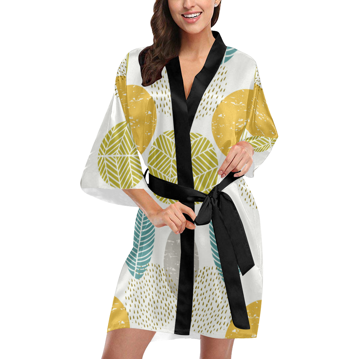 Colorful Leaves Kimono, Modern Kimono Robe