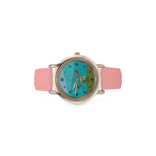 Stupid Cat Women's Rose Gold Leather Strap Watch(Model 201)