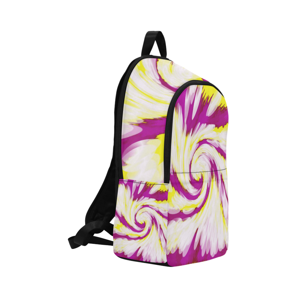 Pink Yellow Tie Dye Swirl Abstract Fabric Backpack for Adult (Model 1659)