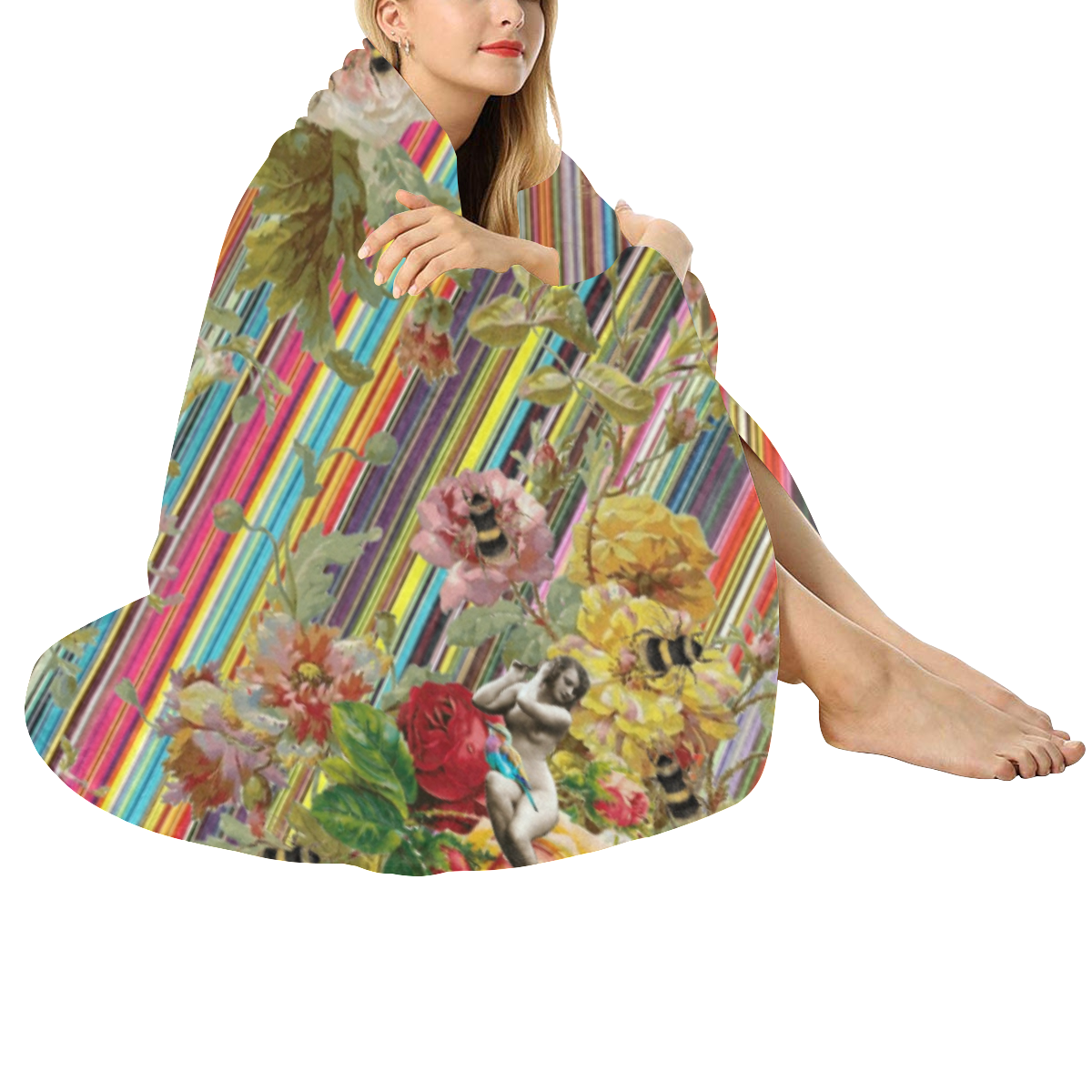 Summer Garden Circular Ultra-Soft Micro Fleece Blanket 60"