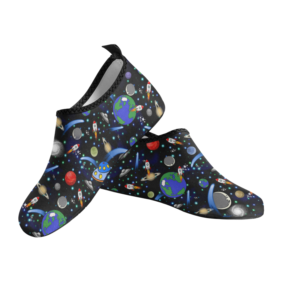 Galaxy Universe - Planets, Stars, Comets, Rockets Women's Slip-On Water Shoes (Model 056)
