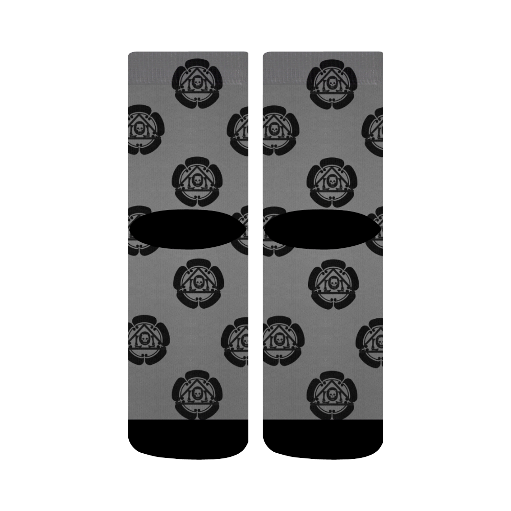 Kamon Pattern Graphite Crew Socks
