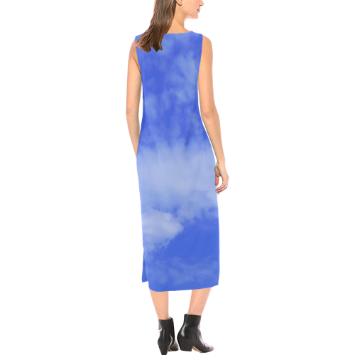 Blue Clouds Phaedra Sleeveless Open Fork Long Dress (Model D08)