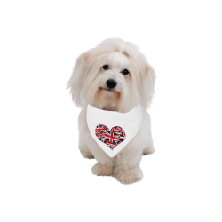Union Jack British UK Flag Heart White Pet Dog Bandana/Large Size