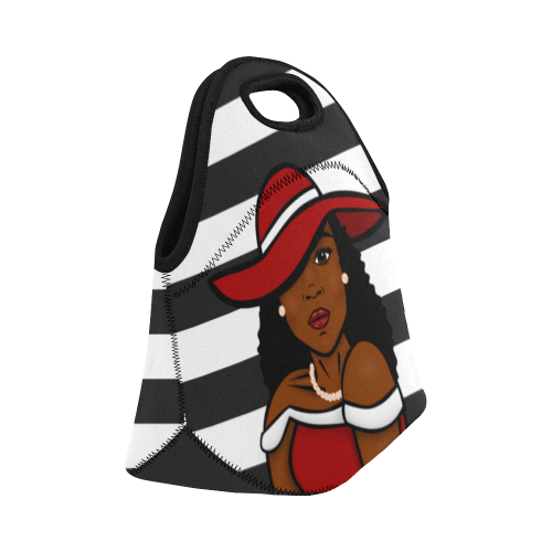Red White Classy Delta Girl Black Lady African American Woman Neoprene Lunch Bag/Small (Model 1669)