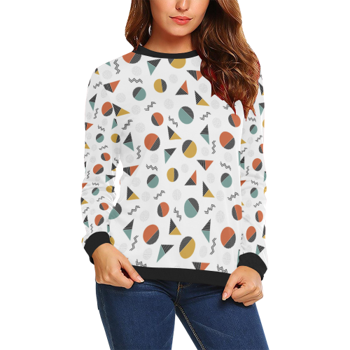 Geo Cutting Shapes All Over Print Crewneck Sweatshirt for Women (Model H18)