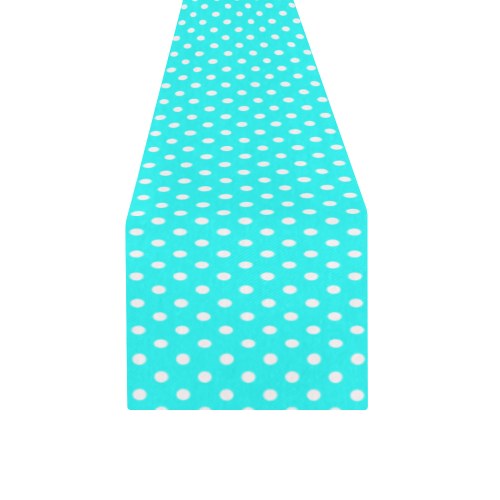Baby blue polka dots Table Runner 14x72 inch