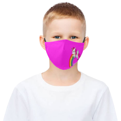 unicorn mask_pink 3D Mouth Mask with Drawstring (Pack of 3) (Model M04)