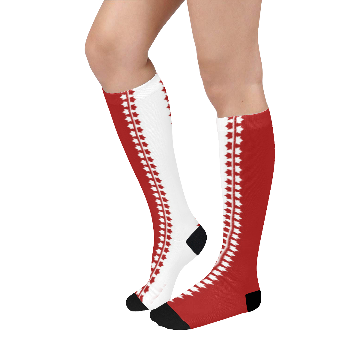 Canada Knee High Socks 2 Tone Over-The-Calf Socks
