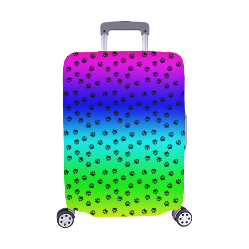 rainbow with black paws Luggage Cover/Medium 22"-25"