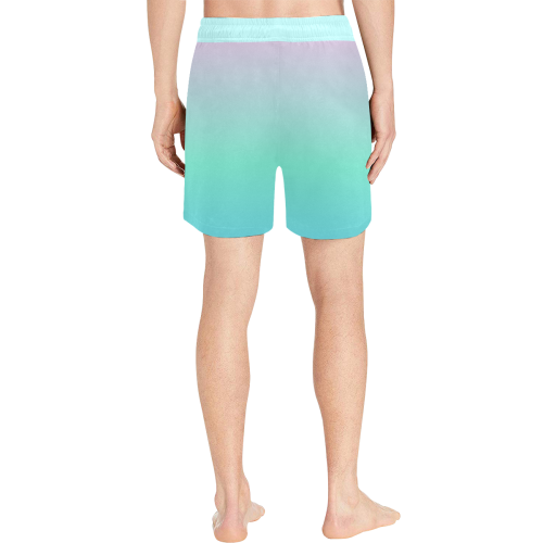 Turquoise Ombre Swim Trunks Men's Mid-Length Swim Shorts (Model L39)