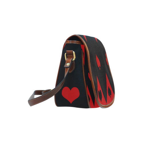 Las Vegas Black Red Play Card Shapes Saddle Bag/Large (Model 1649)
