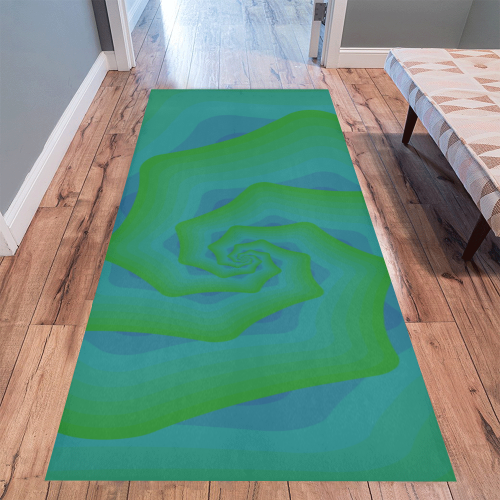 Green blue wave Area Rug 9'6''x3'3''