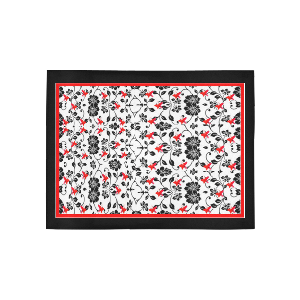 patterred of red fowers red and black florals area rug Area Rug 5'3''x4'