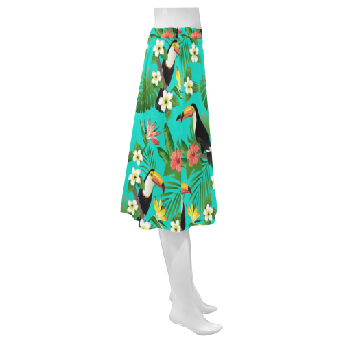 Tropical Summer Toucan Pattern Mnemosyne Women's Crepe Skirt (Model D16)