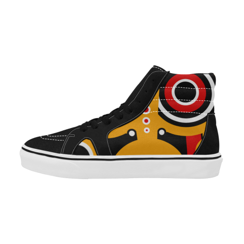 Red Yellow Tiki Tribal Men's High Top Skateboarding Shoes (Model E001-1)
