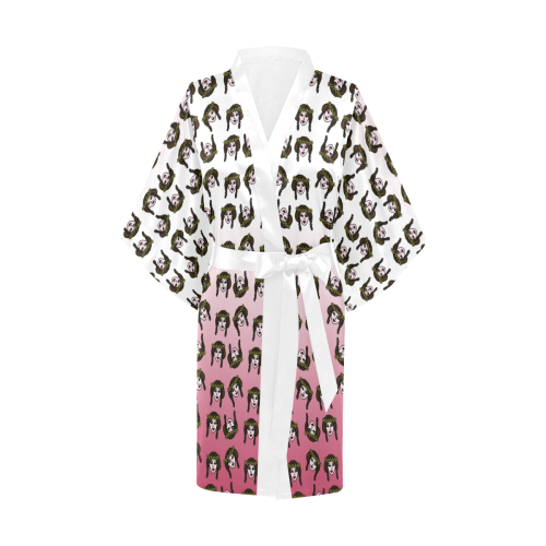 retro girl daisy chain pattern Kimono Robe