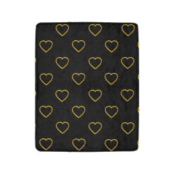 Golden Valentine Love Hearts on Black Ultra-Soft Micro Fleece Blanket 40"x50"