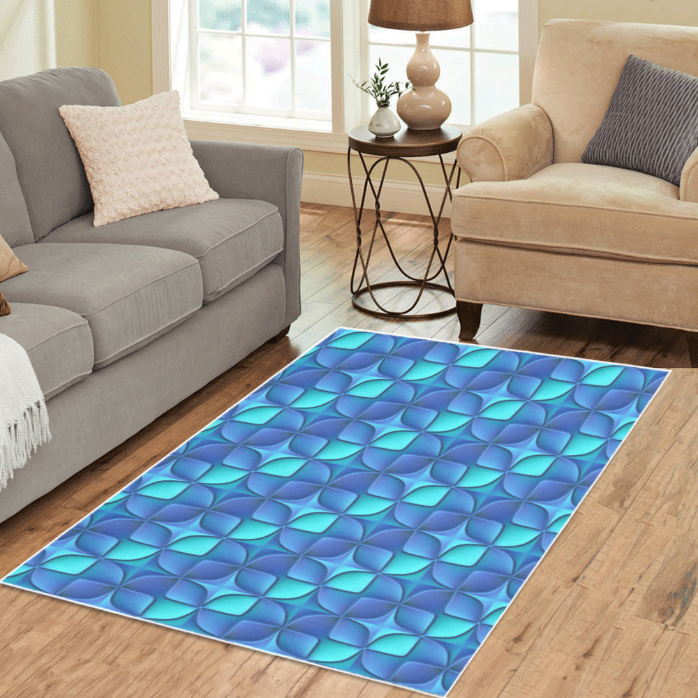 Blue shades abstract Area Rug 5'3''x4'