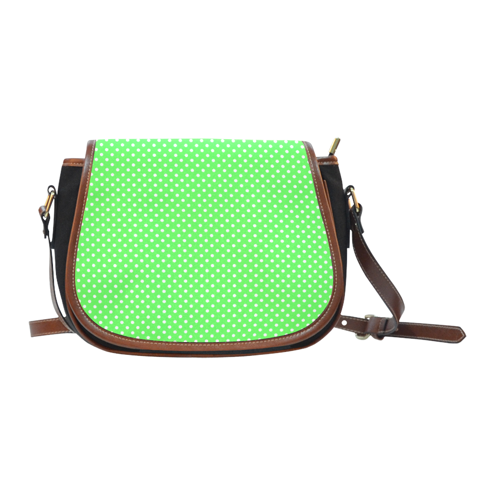 Eucalyptus green polka dots Saddle Bag/Small (Model 1649)(Flap Customization)