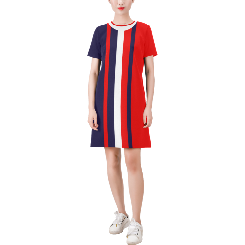 Modern Miss Mod by ArtformDesigns Short-Sleeve Round Neck A-Line Dress (Model D47)