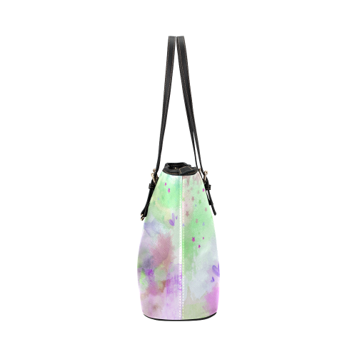 KEEP ON DREAMING - lilac and green Leather Tote Bag/Small (Model 1651)