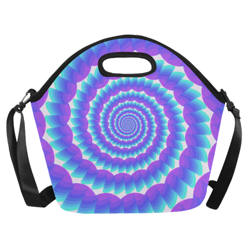 Blue and pink spiral Neoprene Lunch Bag/Large (Model 1669)