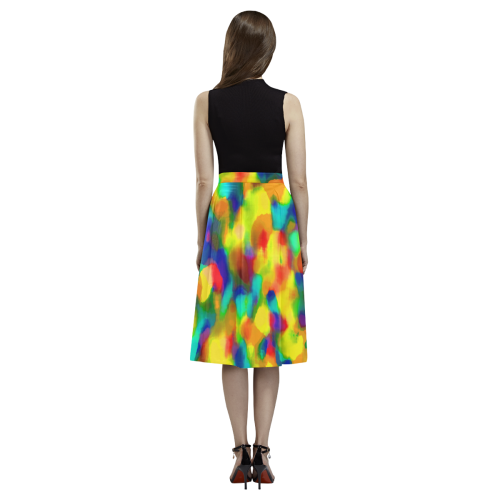 Colorful watercolors texture Aoede Crepe Skirt (Model D16)