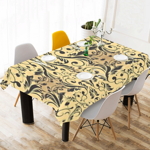 golden seamless floral design tablecloth Cotton Linen Tablecloth 60"x120"