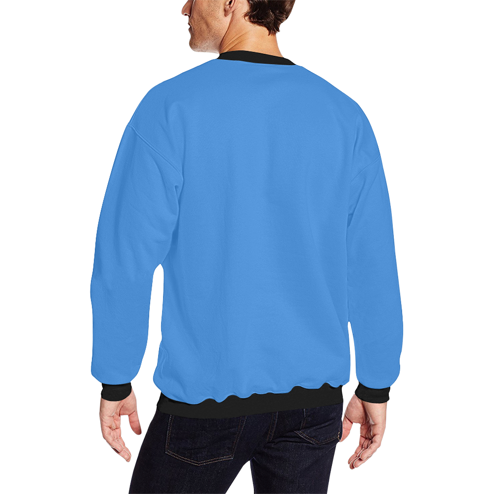Lighthouse Modern Blue Men's Oversized Fleece Crew Sweatshirt (Model H18)
