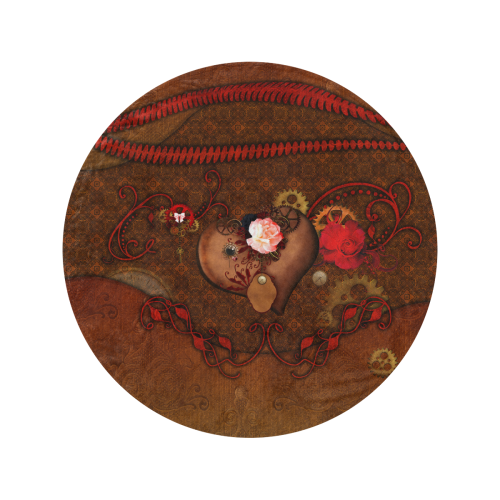 Steampunk heart with roses, valentines Circular Ultra-Soft Micro Fleece Blanket 60"