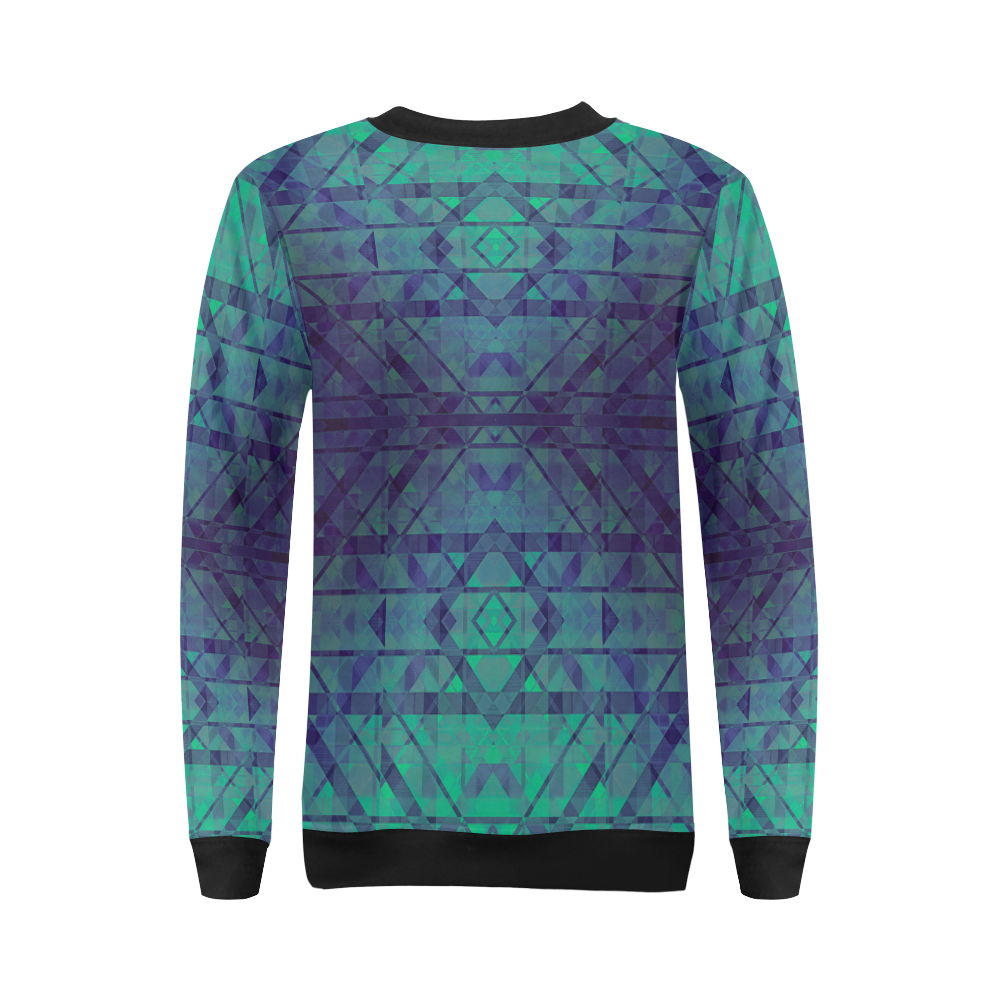 Sci-Fi Dream Blue Geometric design All Over Print Crewneck Sweatshirt for Women (Model H18)