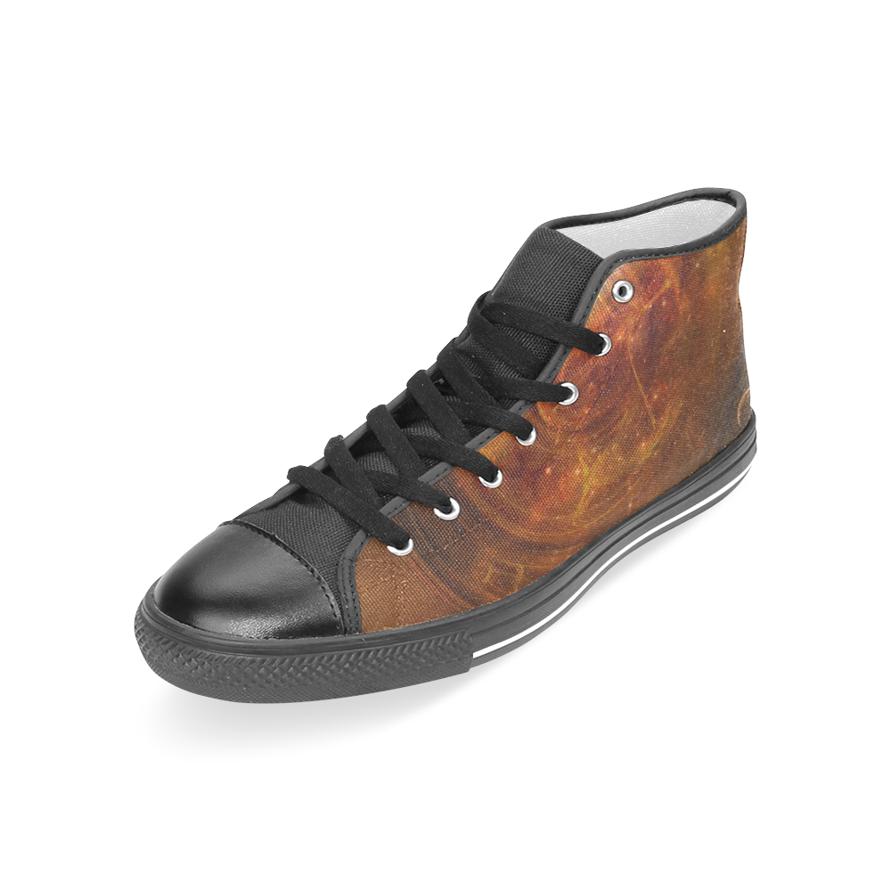 Fractal Feet Gold Abstraction Women's Classic High Top Canvas Shoes (Model 017)