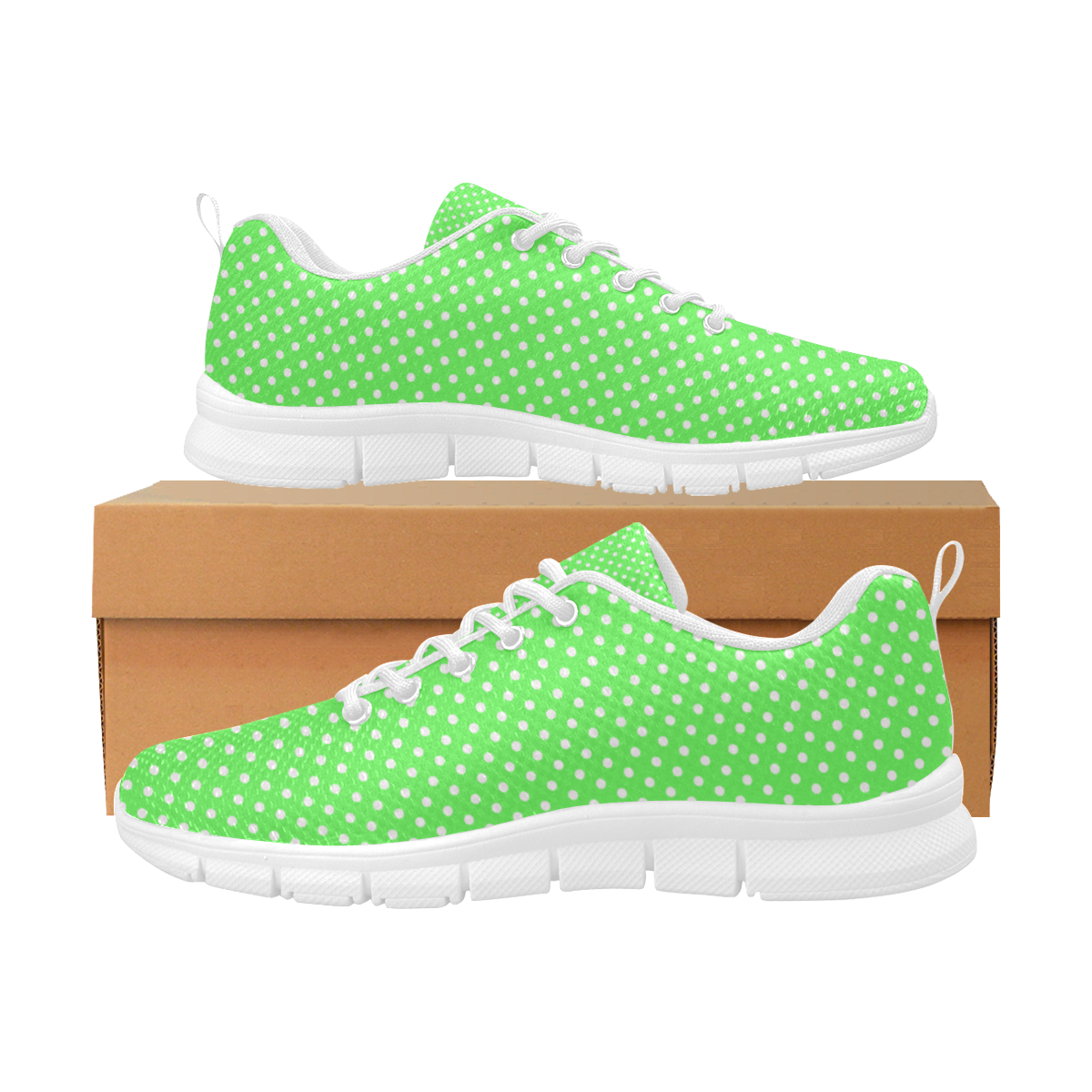 Eucalyptus green polka dots Women's Breathable Running Shoes/Large (Model 055)