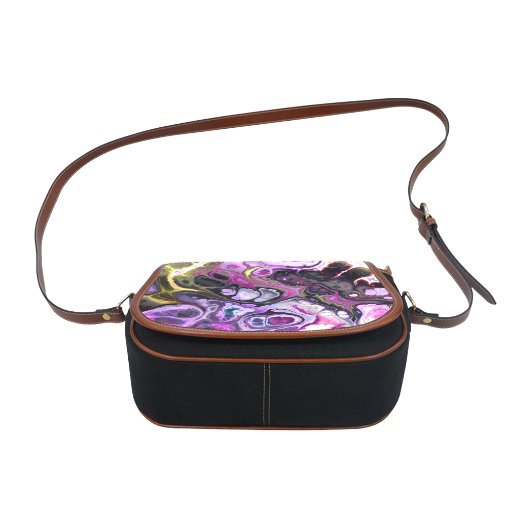 Colorful Marble Design Saddle Bag/Small (Model 1649)(Flap Customization)